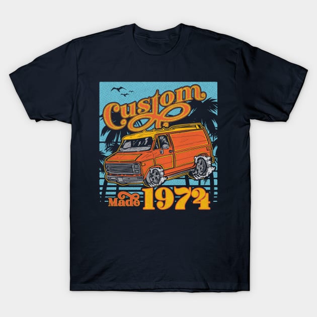 Retro Van Custom Made 1974 Dad's Birthday Vintage T-Shirt by bigraydesigns